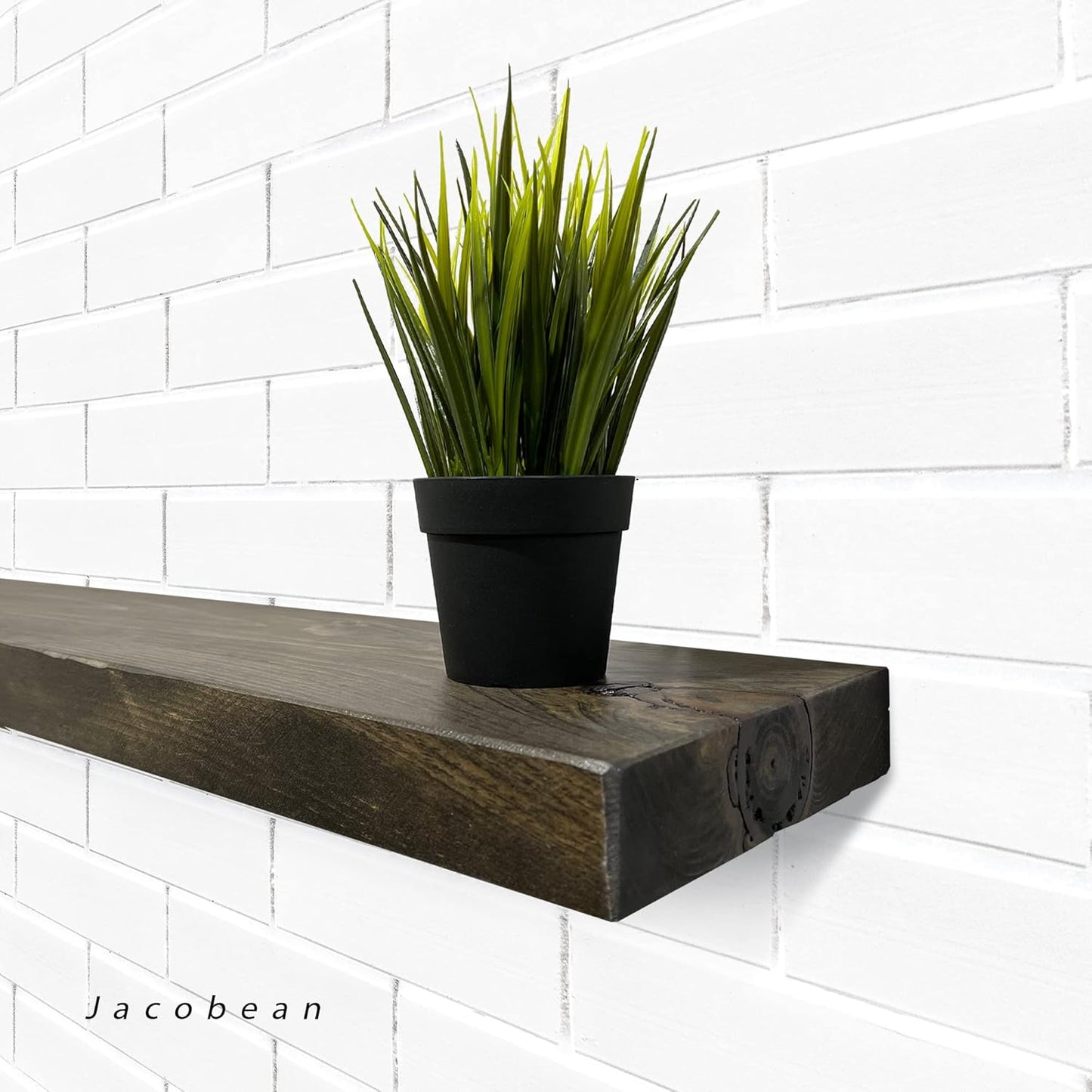 URBANDI, Rustic Floating Shelves, Set of 2, Hidden Bracket, Solid Wood, Heavy Duty, Wall Mounted Shelves, (Dark Brown, 36Wx12D)