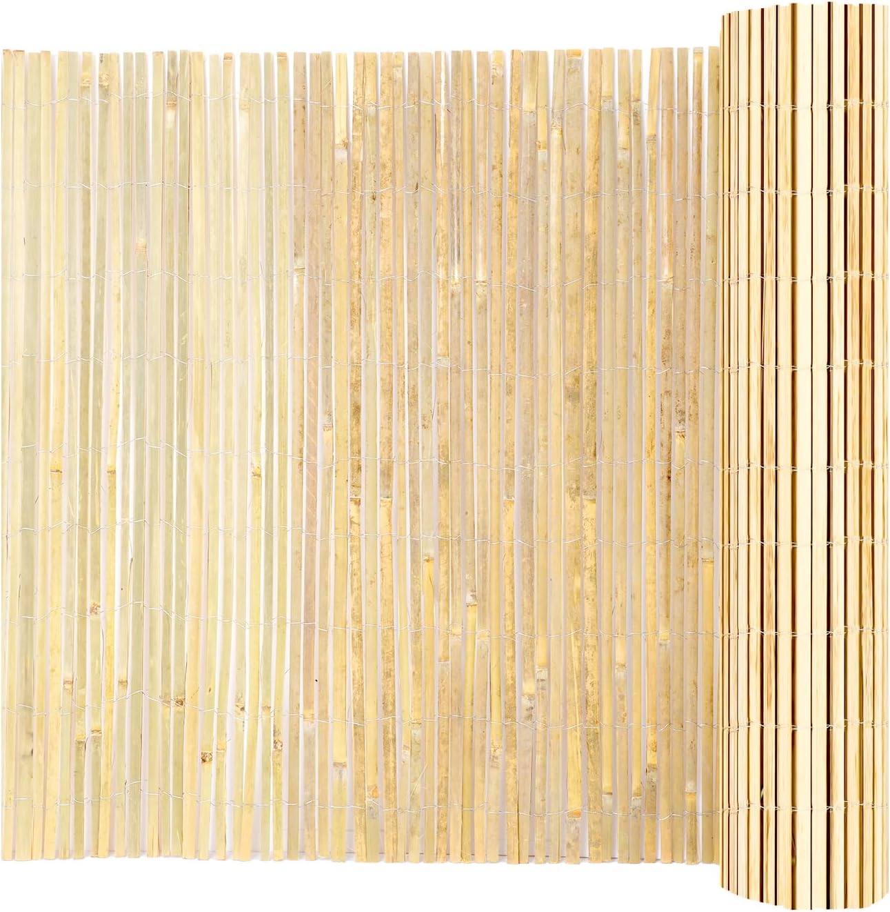 VEVOR Natural Bamboo Privacy Fence Screen, Eco-Friendly Decorative Bamboo Slat Fence, 6 ft H x 16 ft L Panel, for Garden, Backyard, Balcony, Patio, Pool Side