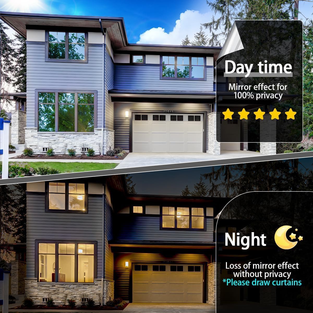 Niviy One Way Window Privacy Film See Out Not in Window Tint for Home 17.5 x 118 Inch Heat Blocking Anti UV Glass Door Mirror Reflective Window Film Home Office, Silver