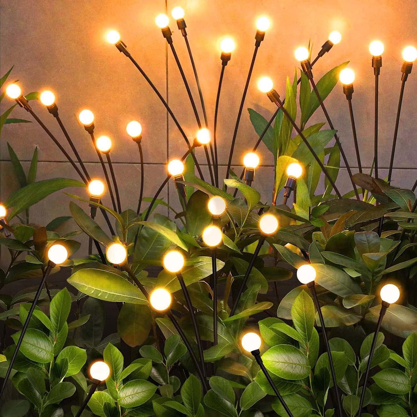 Solar Garden Lights,Solar Firefly Lights,8 Pack 64 Heads Solar Lights Outdoor Decorative,Sway by Wind, High Flexibility Iron Wire & Heavy Bulb Base,Yard Patio Pathway Lawn