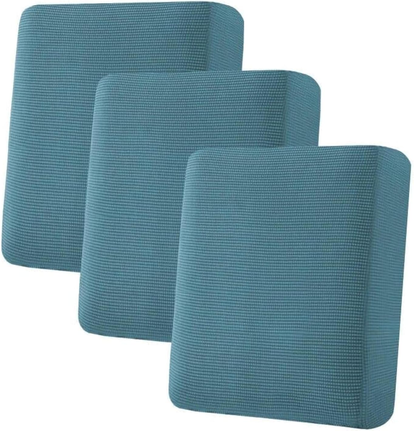 H.VERSAILTEX Super Stretch Individual Seat Sofa Covers Couch Slipcover Sets Thick Jacquard Textured Twill Fabric (3 Piece Sofa Cushion Covers, Storm Blue)