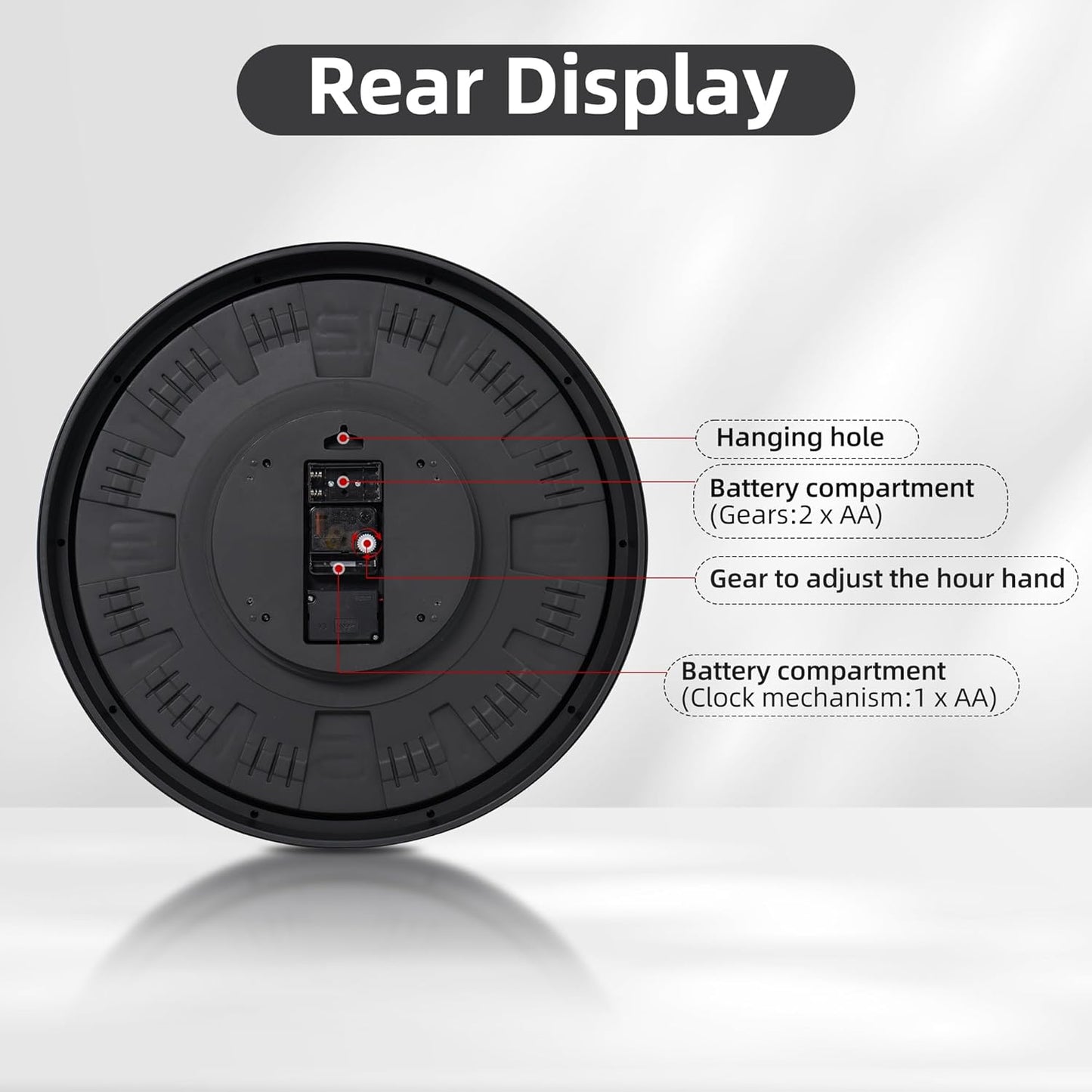 Maxstar Large Vintage Moving Gear Wall Clock, 20''Battery Operated Industrial Steampunk Metal Decor for Living Room, Office,Fireplace, Farmhouse(Arabic Number-Bronze)