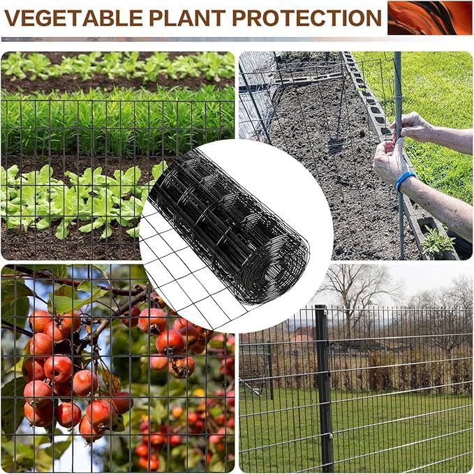 Tongmo 3 ft x 50 ft Black PVC Coated Welded Wire Fence, 16GA Garden Chicken Wire Fence Roll, Mesh Size 2" x 4" Hardware Cloth, Ideal for Yard Protection and Poultry Netting