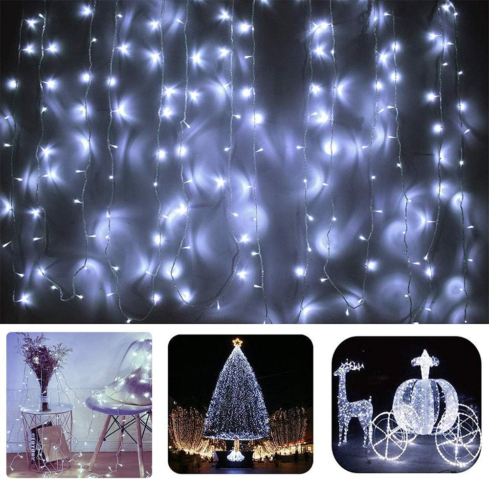 98FT 200 LEDs String Lights Waterproof Fairy Lights 8 Modes with Memory 30V UL Certified Power Supply for Home, Garden, Wedding, Party, Christmas Decoration Indoor Outdoor (Cool White)
