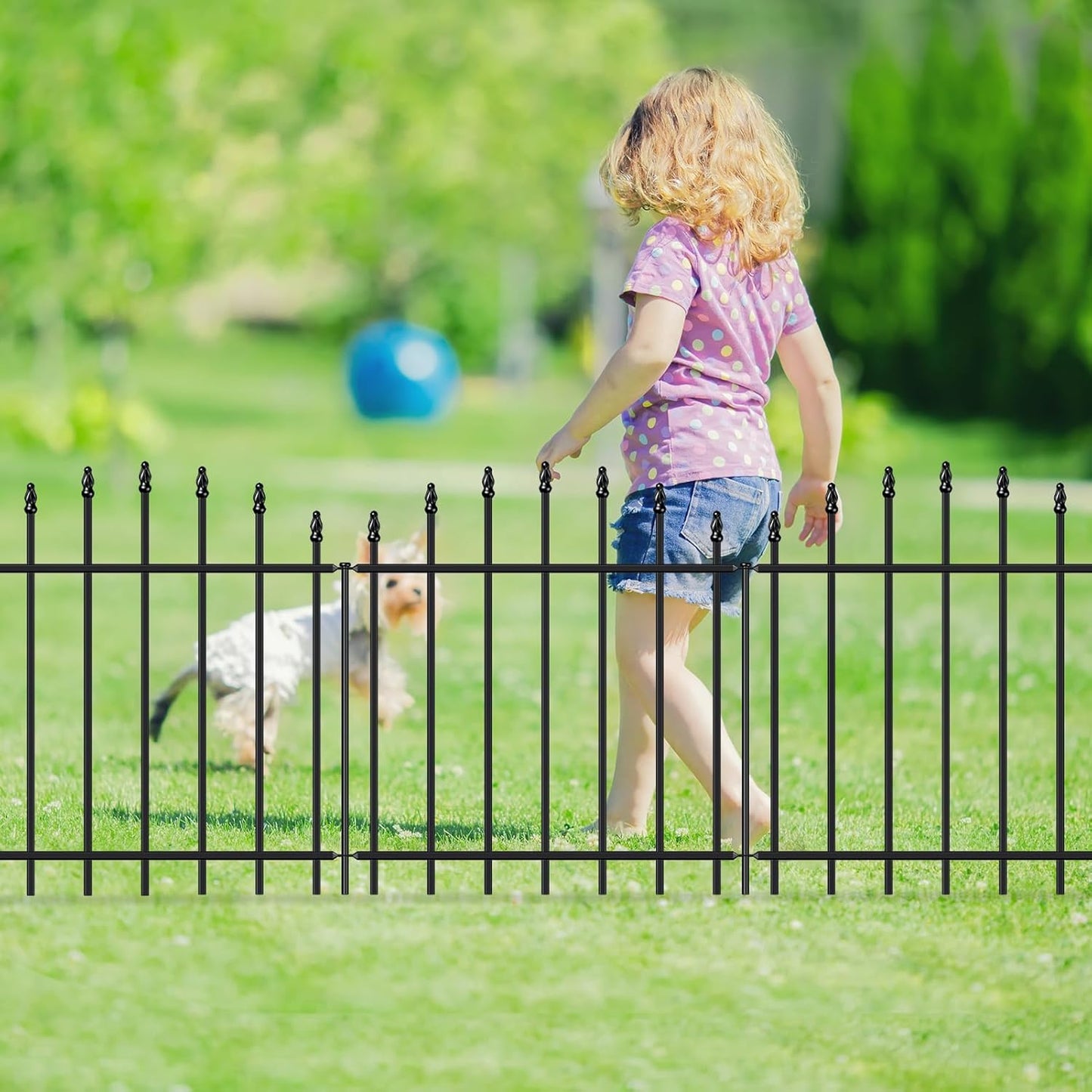 Metal Garden Fence 26 in H x 20ft L, 10 Panels + 11 Stakes Border Dog Fence Panels Animal Barrier, No Dig Garden Fencing for Yard Patio Flower Bed Lawn Outdoor, Arch Black