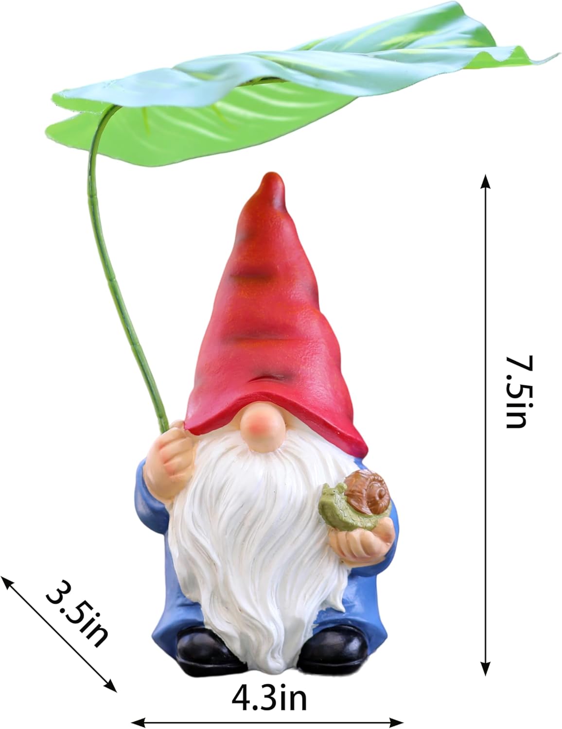 Garden Gnome Statue Decoration with Leaf Umbrella, 7.5” Figurine Ornament for Indoor Outdoor Home Patio Yard Lawn, for Gnome Lovers & Garden Enthusiasts，Mom，Women
