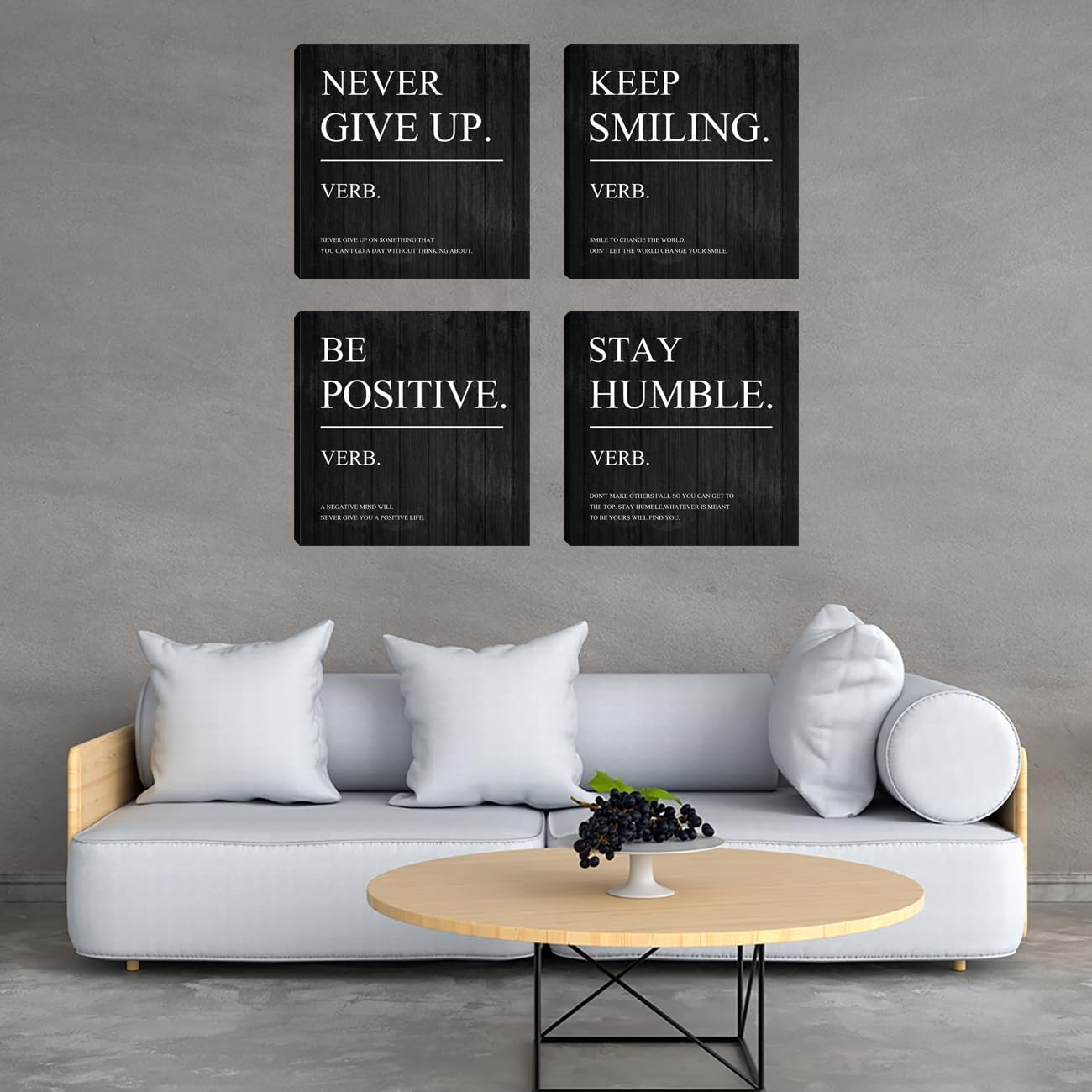 Motivational Wall Art, Office Wall Art Inspirational Quotes Canvas Art for Home Office Wall Decor, Positive Wall Decor Painting Poster Artwork for Company Living Room Bedroom Corridor 12”X12”X4
