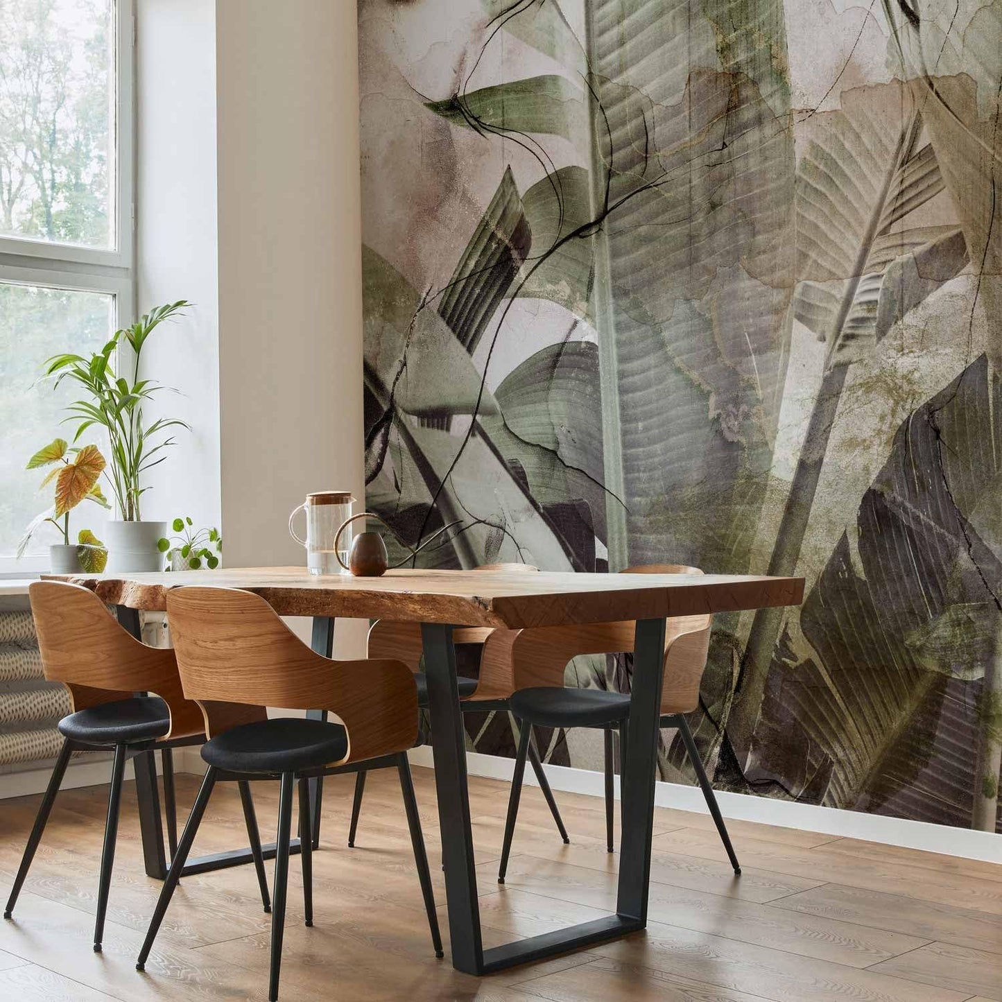 artgeist Wall Mural Tropical Leaves 154x110 in - XXL Peel and Stick Self-Adhesive Wallpaper Removable Large Sticker Foil Wall Decor Print Picture Image Design Jungle Nature Like Painted b-C-0776-a-a