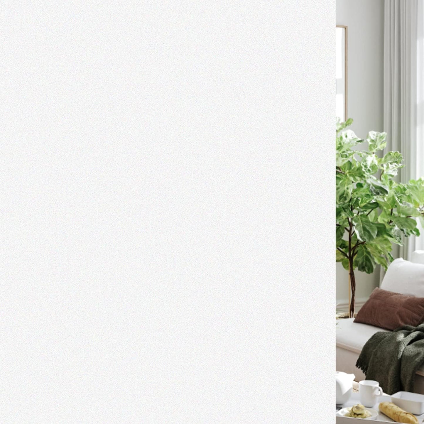 HIDBEA Frosted Window Privacy Film Heat Control UV Blocking, Static Cling Non-Adhesive Reusable Door coverings for Bathroom Home Office (White Frosted 23.6 Inch x 13.1 Feet)
