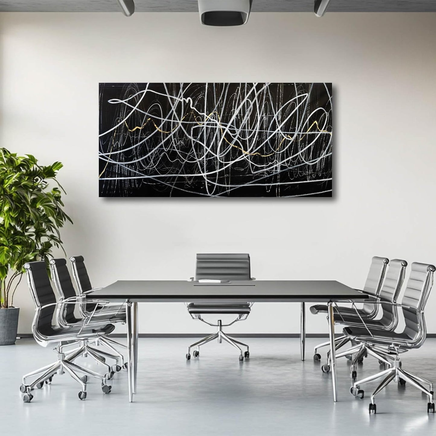 CHUDANHAO Minimalist Canvas Wall Art for Living Room Pictures Wall Decor Graffiti Home Decor Black And White Print Art Abstract Wall Paintings 24"x48"