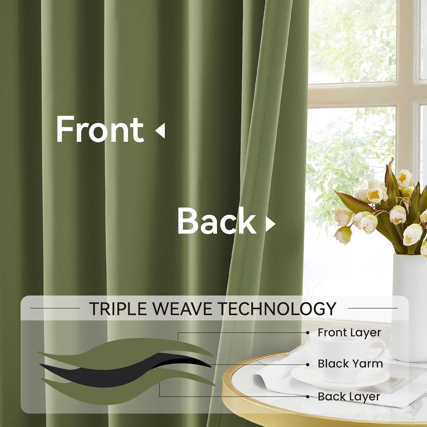 KangBang Sage Green Pinch Pleat Blackout Curtains 96 Inches Long for Living Room, Pinch Pleated Room Darkening Privacy Assured Draperies Memory Shape Panels for Bedroom Kitchen,2 Panels,40Wx96L