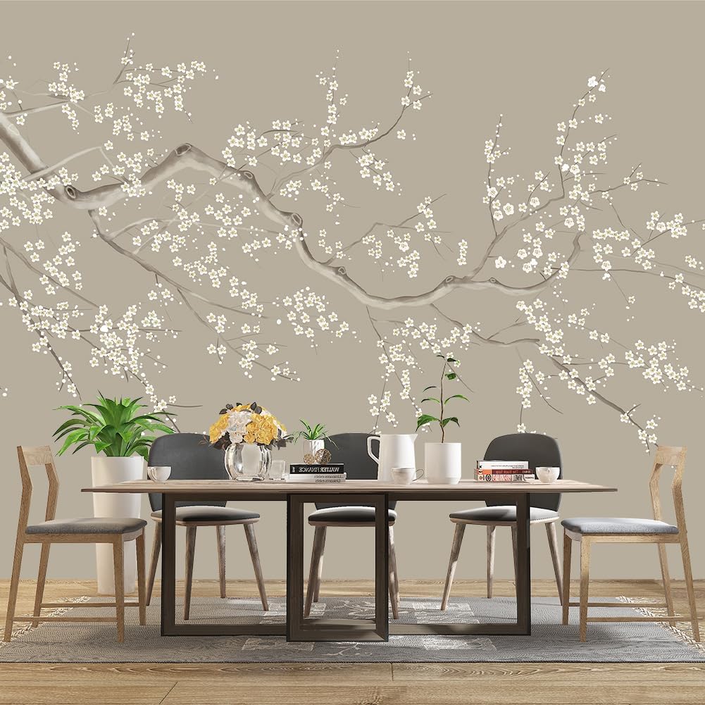 Chinese Style Plum Flower wallpeper Living Room Bedroom Office Wall Mural - 137"x96"（Not Peel and Stick）