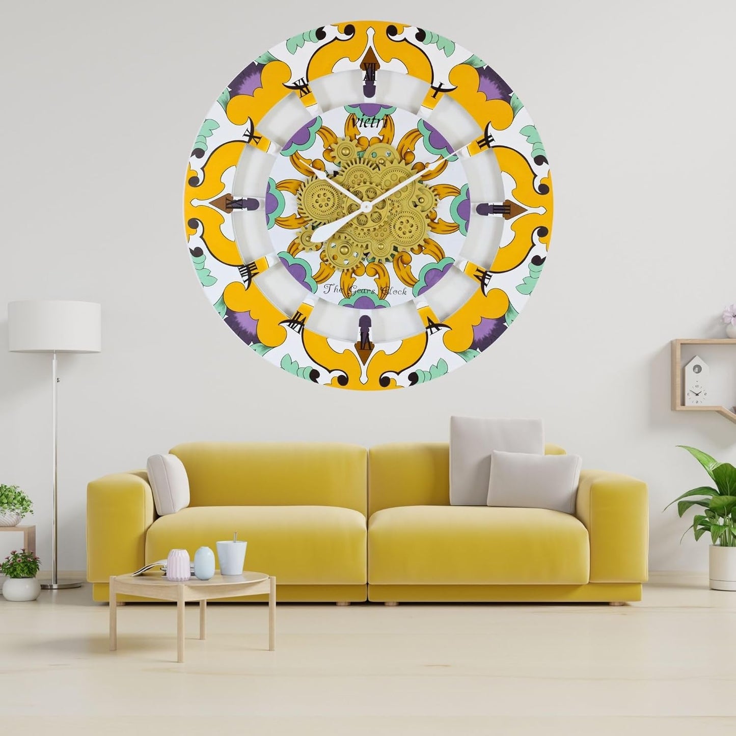 The Gears Clock Wall Clock Italy Collection with Moving Gears (Vietri, 36 inch Round)