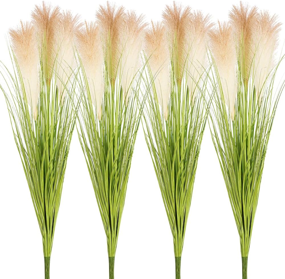 Melorca&Guilla Artificial Plants 4PCS 33.5“Fake Plant Tall Onion Fake Grass,Faux Grass Plants Artificial Grass Greenery Shrubs Bushes for Garden Shop Office Home Décor