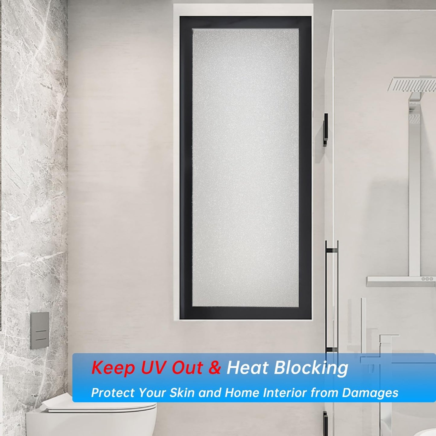 Frosted Glass Window Privacy Film Decorative, Bathroom Privacy Film for Glass Windows Cover, Static Cling, Removable, Reusable, Anti-UV, Anti-Glare, Heat Blocking,(Flash Point Pure, 45.2×157.4Inch)