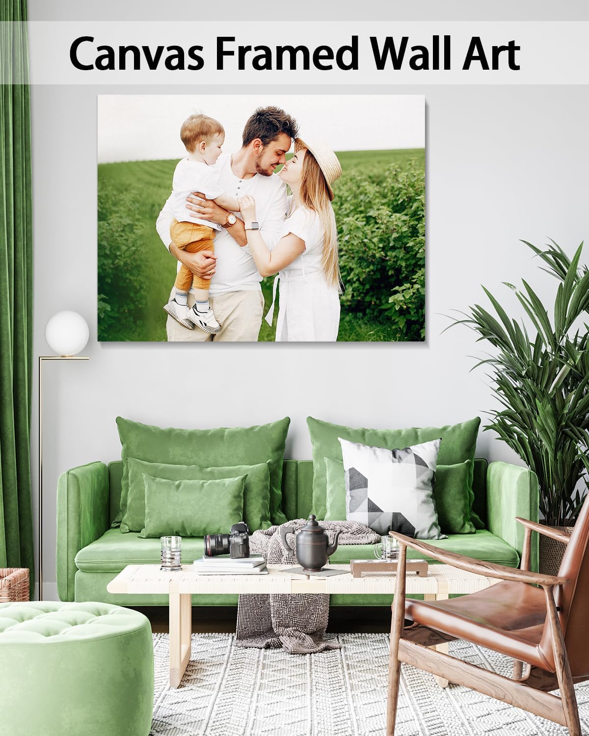 Personalized Custom Canvas Wall Art, Custom Canvas Prints with Your Photos for Living Room, Bedroom, Wedding Pet Baby Family Photo Framed Wall Art, Customized Photo Gift for Family，Friend，Lover，Pet (36L" x 24W")