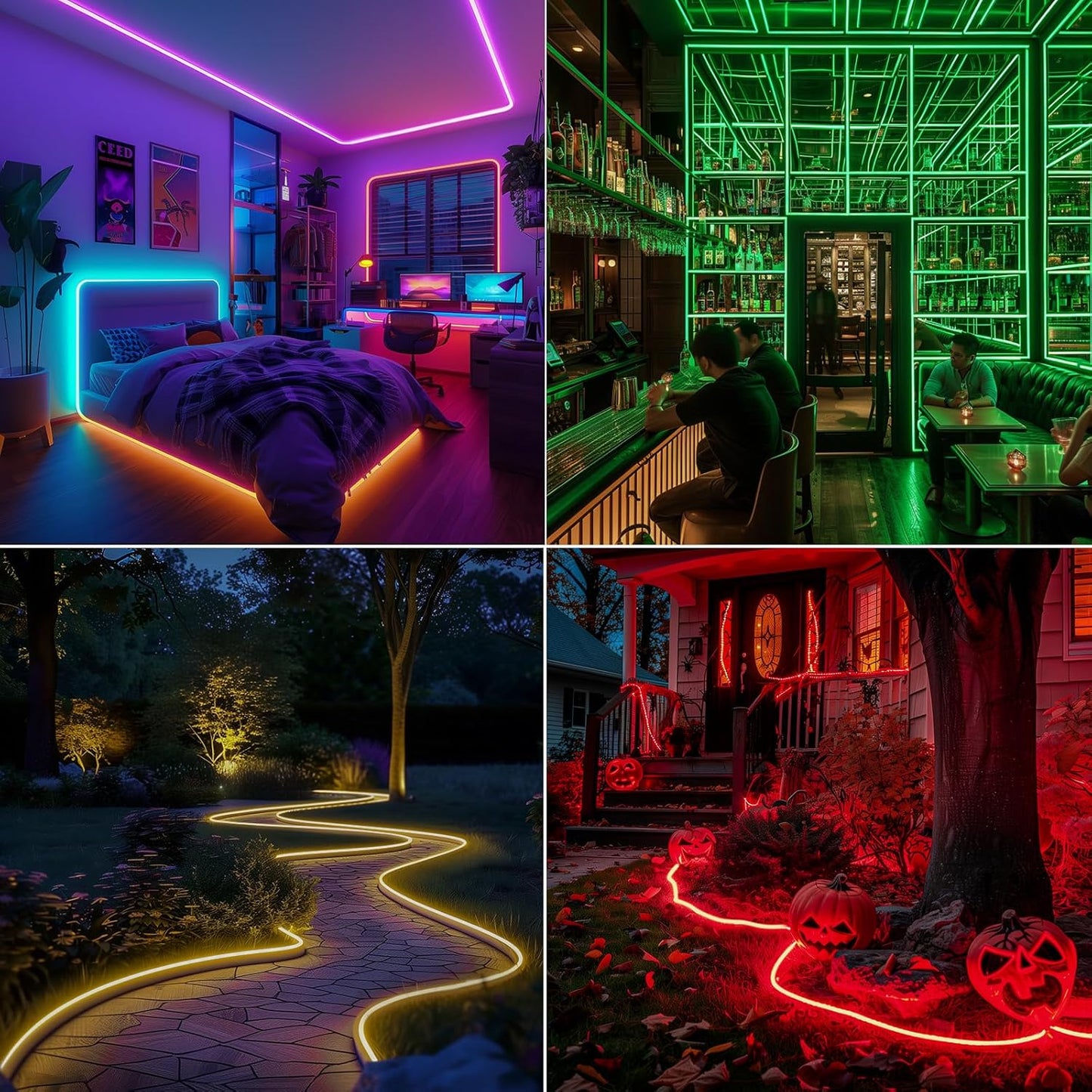 GZBtech RGB LED Neon Rope Lights 100FT/30M, AC 110-120V Waterproof Color Changing LED Rope with Remote Controller, Dimmable Multi Color Neon Rope Lighting for Indoor Outdoor Commercial Use