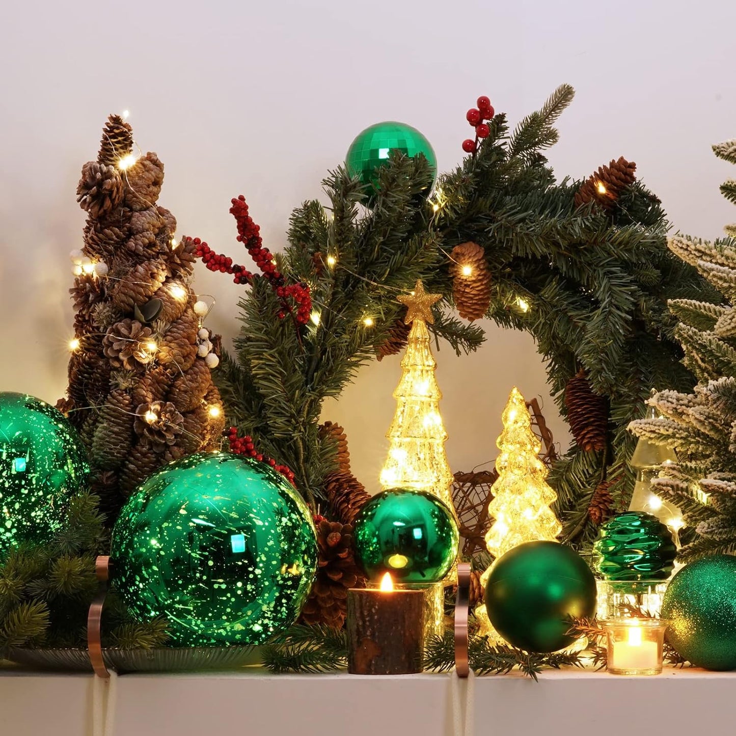 XmasExp Large Christmas Ball Ornaments,1pcs Green Giant Shatterproof Plastic Hanging Mercury Xmas Ball Decorations Christmas Tree Ornaments (Green, 8")