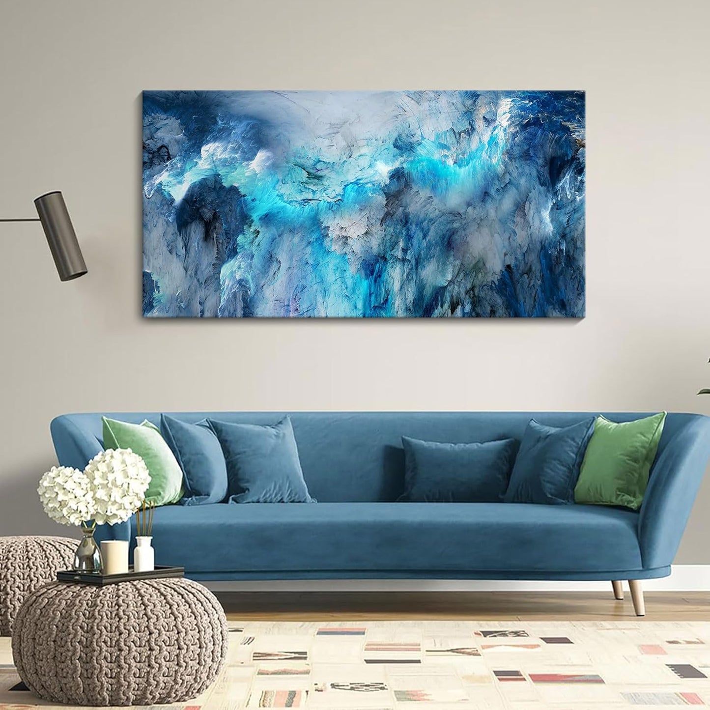 Mofutinpo Blue Canvas Wall Art Modern Abstract Wall Decor for Living Room Contemporary Pictures for Bedroom Wall Decor Artwork for Walls Dinning Room Decoration Wall Navy Blue Office Wall Art 20×40IN