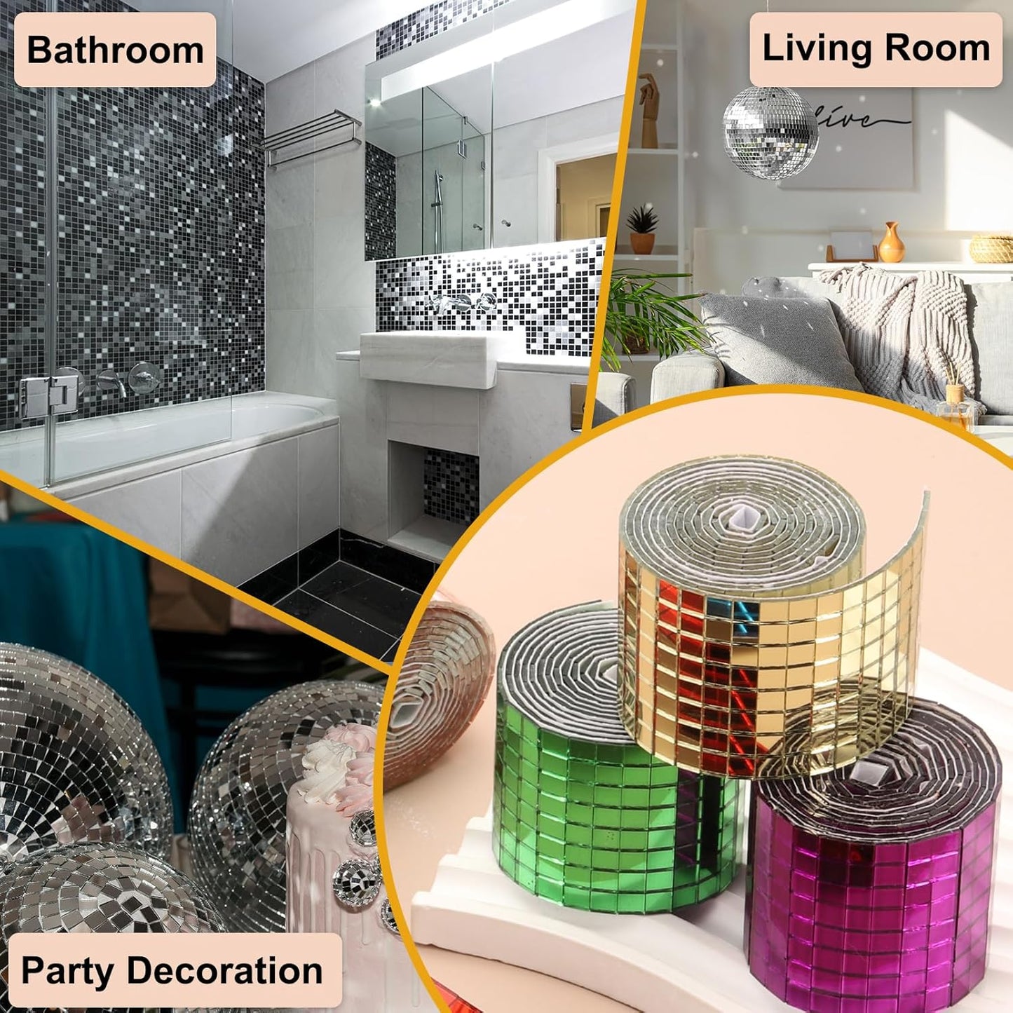 PATIKIL 5x5mm Self Adhesive Mirrors Mosaic Tiles, 10000 Pcs Square Mini Glass Mosaic Disco Tile Sticker for DIY Craft Disco Ball Party Decoration, Blue