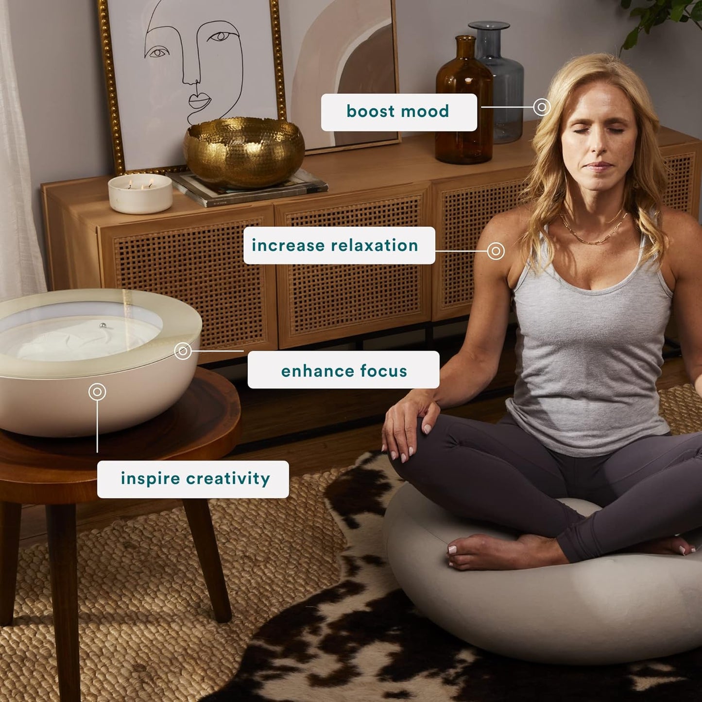 Homedics Drift Sandscape, Perpetual Motion Machine, Zen Garden, Meditation Accessories, Decorative Sandscape, Bluetooth, iOS, Android, by Homedics (21 Inch (Large), Cream)