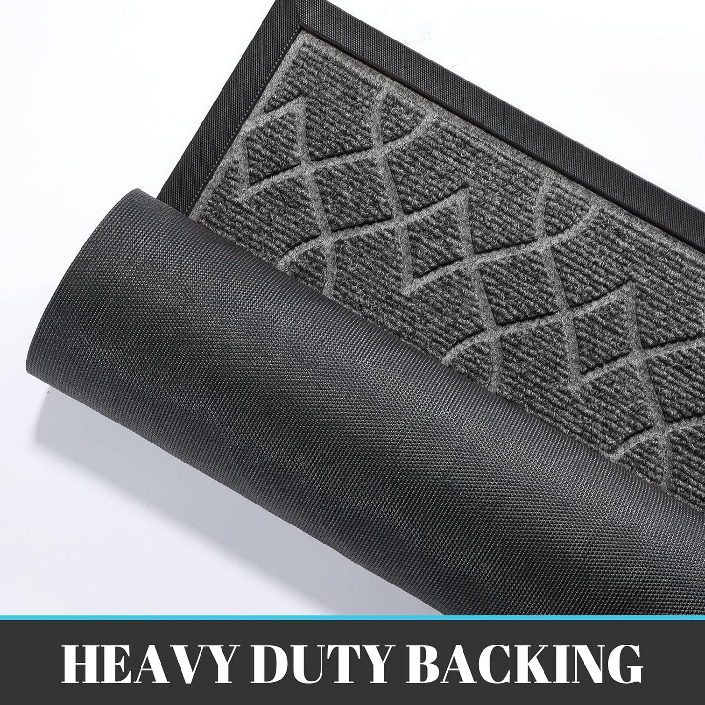 Yimobra Front Door Mat Outdoor Indoor 36x24, All-Season, All-Weather, Heavy Duty Welcome Door Mats Outside Entrance, Non Slip Porch Patio Entrance Mat, Black Gray