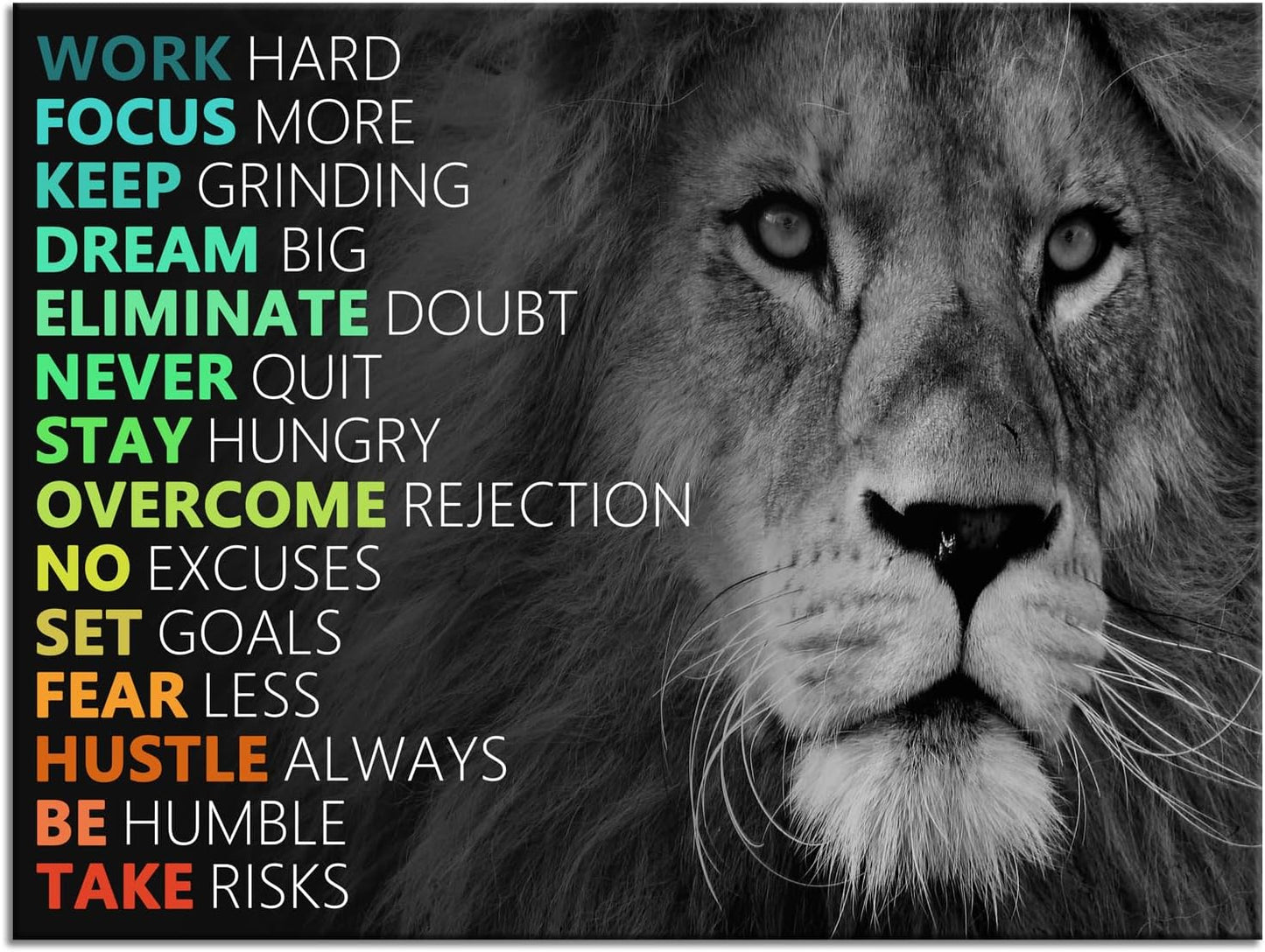 Motivational Lion Canvas Poster for Office Colorful Wall Art Painting Artwork Inspirational Picture Print Wall Decor for Home Living Room Bedroom Workplace Wooden Framed Ready to Hang [30''Wx 40''H]