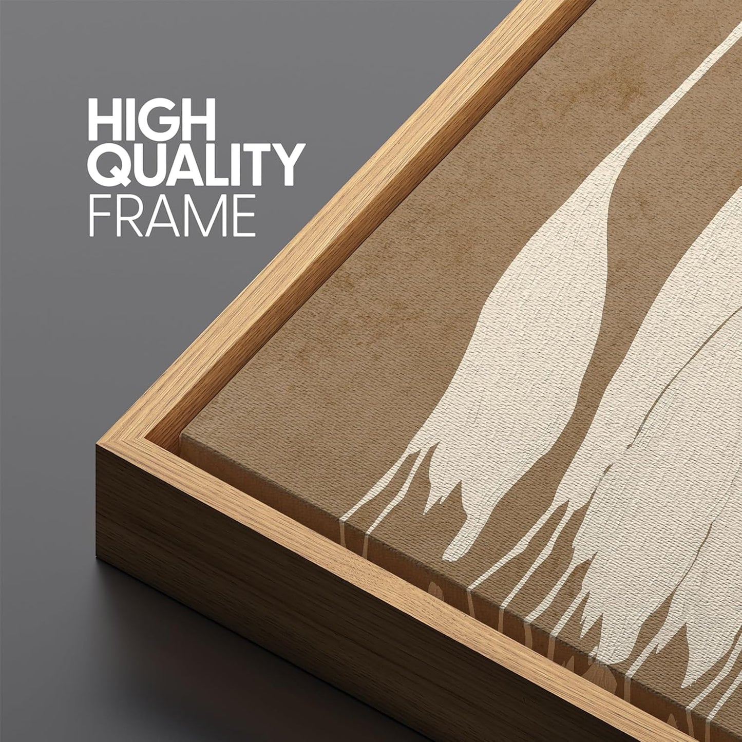 MUDECOR Large Framed Canvas Print Wall Art Minimalist White Cranes on Beige Background Antique Retro Fine Art Illustrations Decorative Colorful for Bedroom - 60"x20"