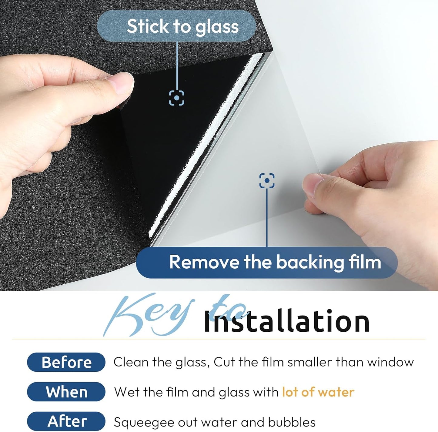 rabbitgoo Blackout Window Film, Sun Heat Blocking Privacy Cover for Glass, Removable Opaque Room Darkening Dark Black Out Window Covers Tint Shades for Home Day Sleep Light Blocker 23.6 x 157 Inches
