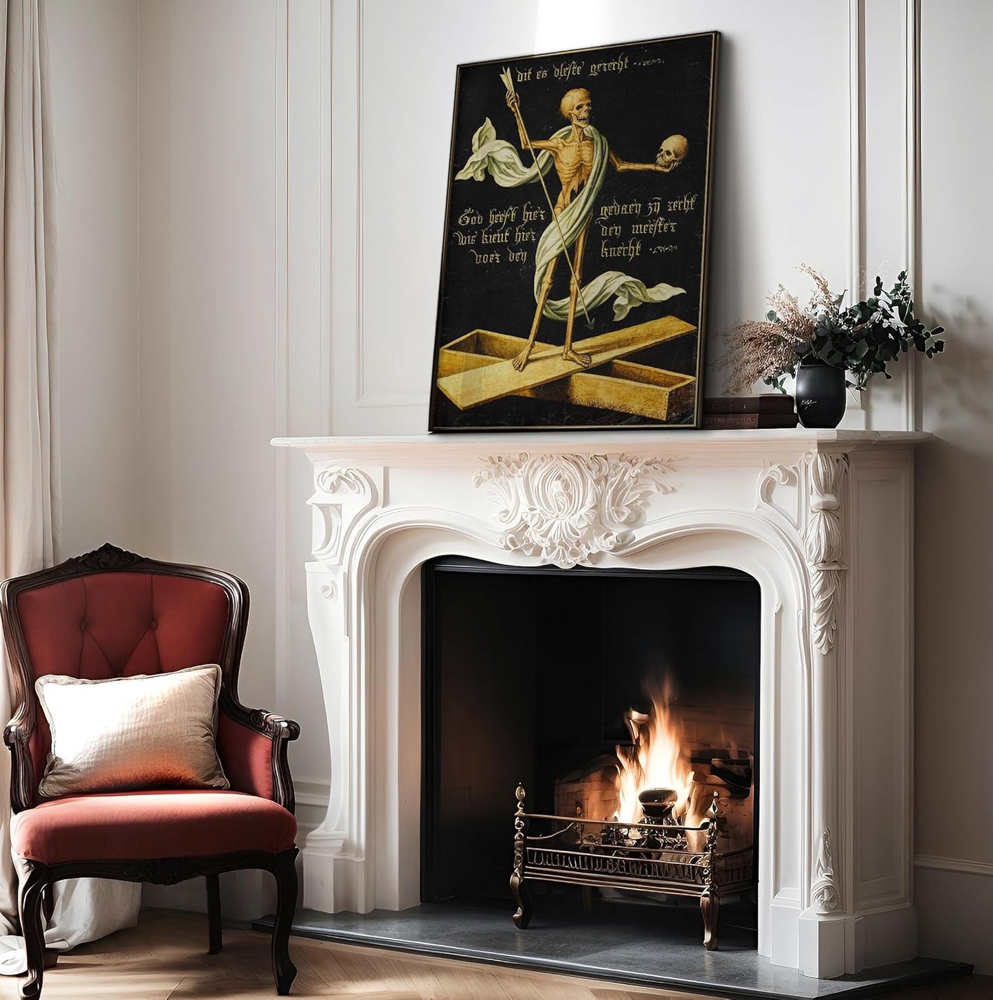 Poster Master Vintage Allegory of Life and Death Poster - Retro Skeleton Print - Halloween Art - Gift for Men & Women - Gothic Wall Decor for Dorm, Living Room or Bedroom - 8x10 UNFRAMED Wall Art