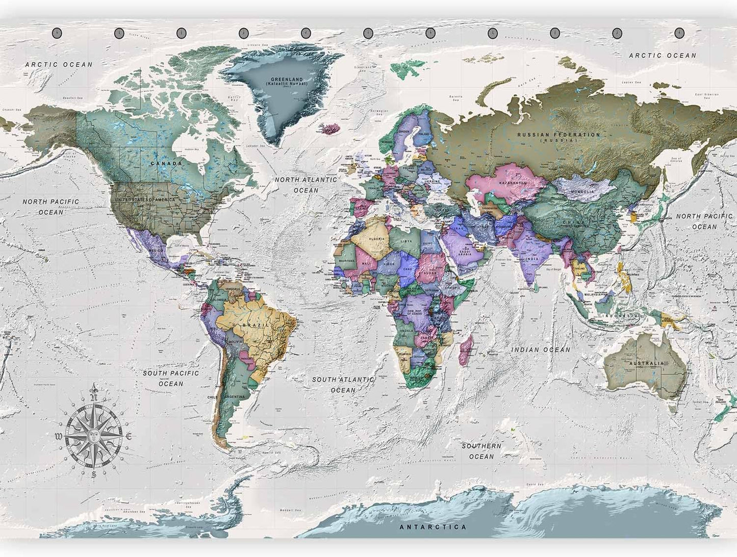 artgeist Premium Wall Mural World Map 98x69 in - XXL Non-Woven Wallpaper Fleece Wall Decor Photo Print Picture Image Design Home Map of The World k-A-0380-a-a