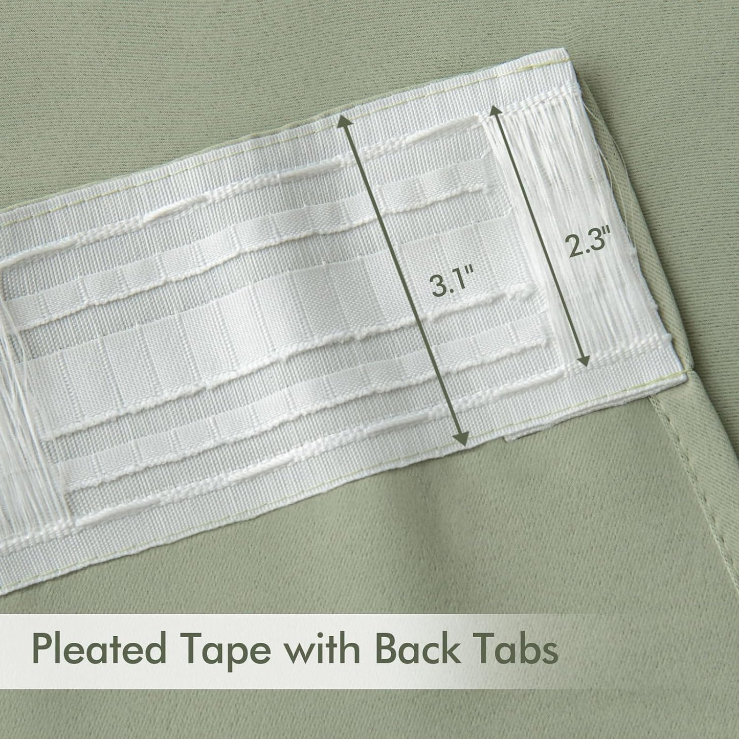 MIULEE Back Tab Sage Green Curtains 90 Inch Long 2 Panels Set for Living Room Bedroom Privacy, Rod Pocket/Pinch Pleated Light Blocking Thermal Insulated Room Darkening Blackout Curtains, 52 x 90 Inch