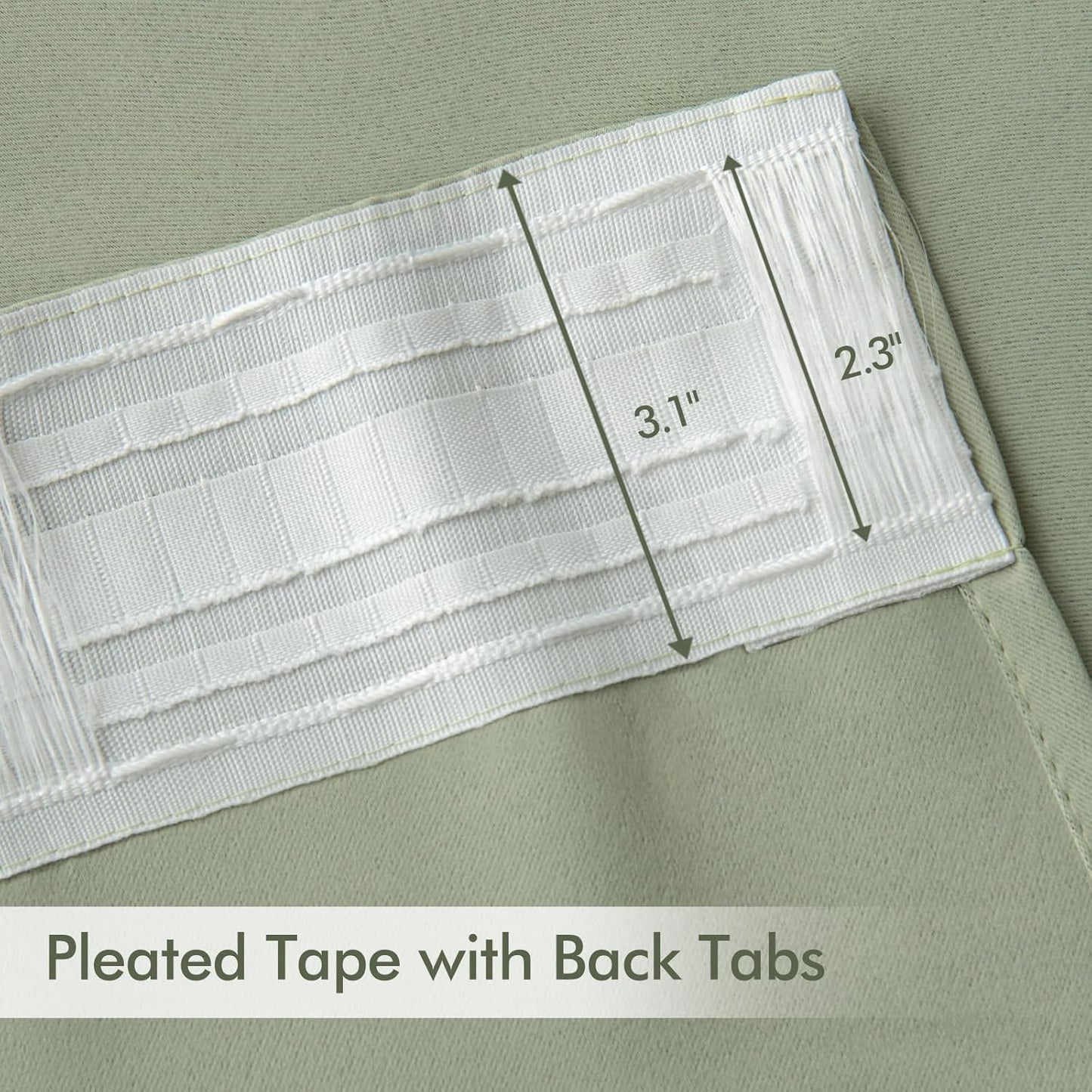 MIULEE Sage Green Back Tab Blackout Curtains 63 Inch Length 2 Panels Set for Living Room Bedroom Privacy, Rod Pocket/Pinch Pleat Thermal Insulated Room Darkening Pleated Light Blocking Drapes