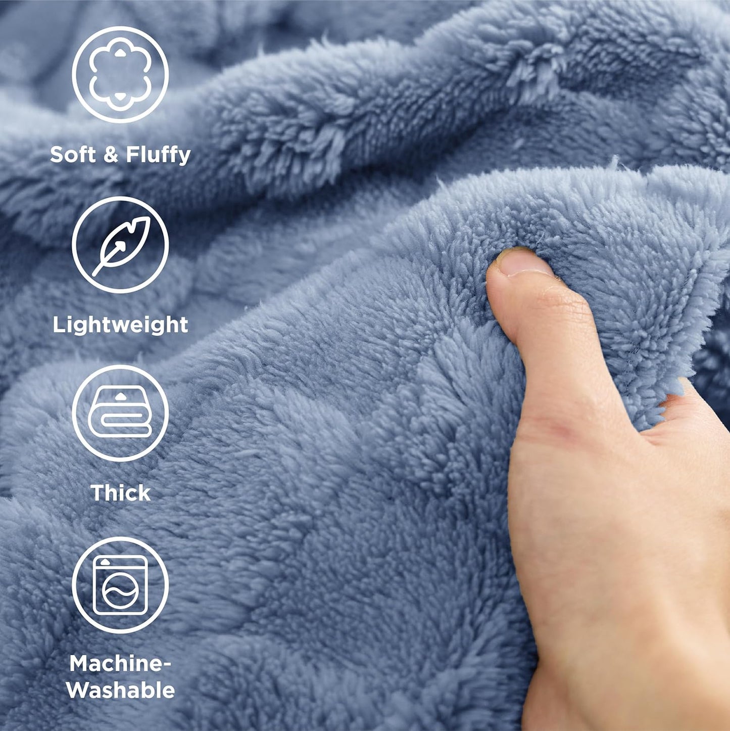 Bedsure GentleSoft Full Size Blankets for Bed Ashley Blue - Super Soft Cozy Fleece Blanket for Women Men Girls, Large Fuzzy Throws for Bedroom Decor, 84x90 Inches