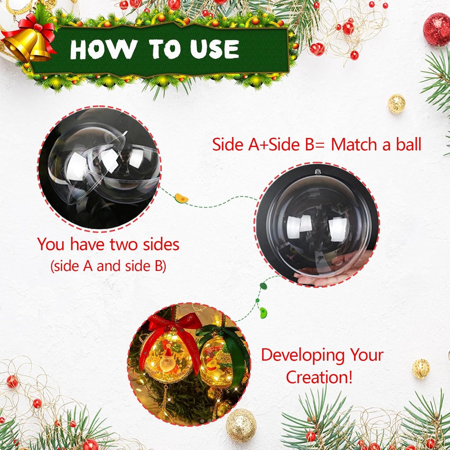 20PCS Christmas Ornaments,5CM Clear Plastic Ornaments Balls,Clear Christmas Ornament for Crafts,Acrylic Fillable Xmas Tree Ornament Balls for DIY,Wedding,Parclearty and Valentine's Day (S-5CM)