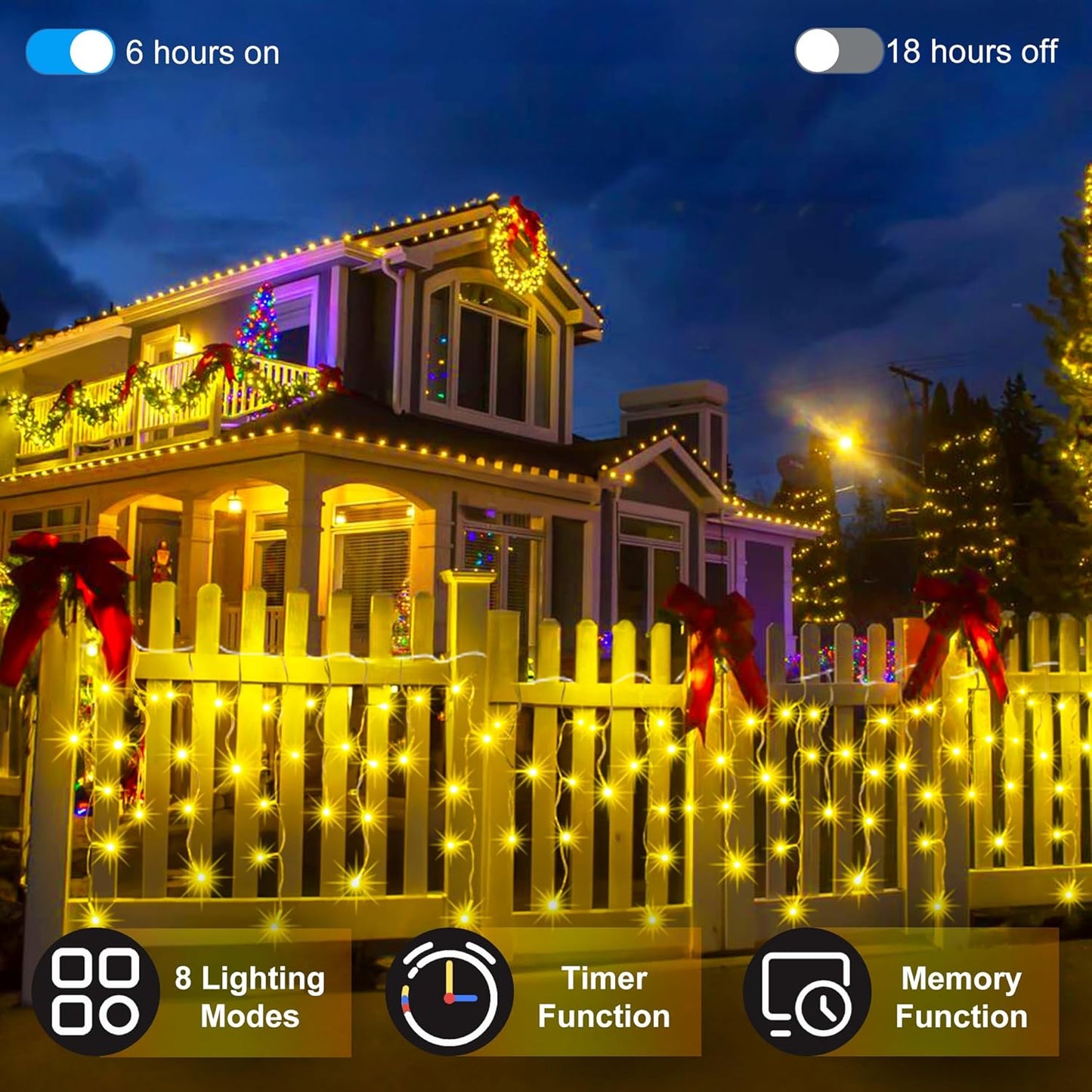 666 LED 66FT Christmas Lights with 148 Drops, 12 Modes Dimmable Warm White Outdoor Hanging Lights with Timer Memory, Waterproof Curtain Lights for Home Bedroom Indoor Tree Window Roof Fence Wedding