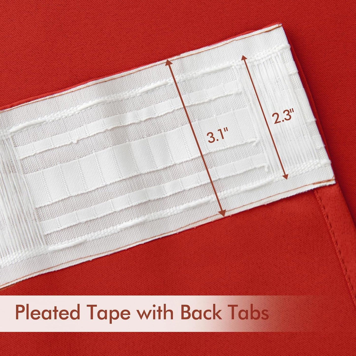 MIULEE Red Back Tab Blackout Curtains 90 Inches Long 2 Panels Set for Living Room Bedroom Privacy, Rod Pocket/Pinch Pleat Thermal Insulated Room Darkening Pleated Light Blocking Drapes