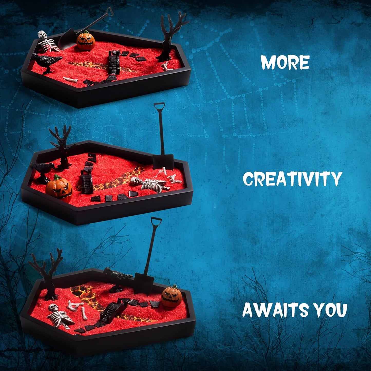 Coffin Zen Garden for Desk 7" x 9" Mini Zen Garden Kit Accessories for Office Coffin Spooky Decor Tray Spooky Gifts Gothic Decor Gifts for Man Women