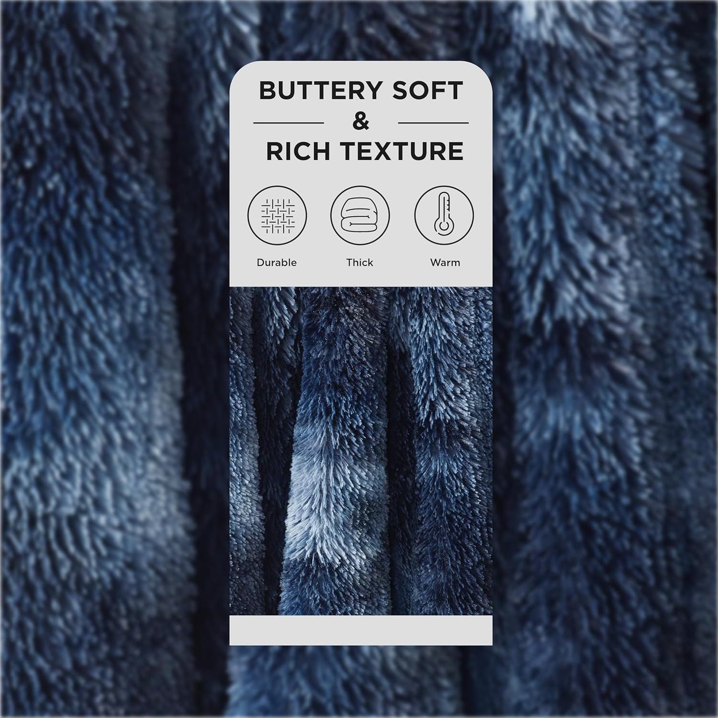 Bedsure GentleSoft Fluffy Tie Dye Navy Blue King Size Blanket for Bed, Thick Soft Sherpa Faux Fur Fleece Bedding Fuzzy Plush Winter Warm Large King Blanket, Cozy Blue Gifts for Men Women, 108x90