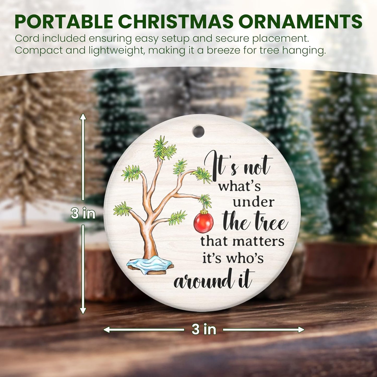 TEEZWONDER Gifts for Women Men - Ceramic Christmas Ornaments 2025 for Tree Decorations - Inspirational Mom Dad Gifts for Sister Brother Grandma Grandpa, Friend Gift Ideas