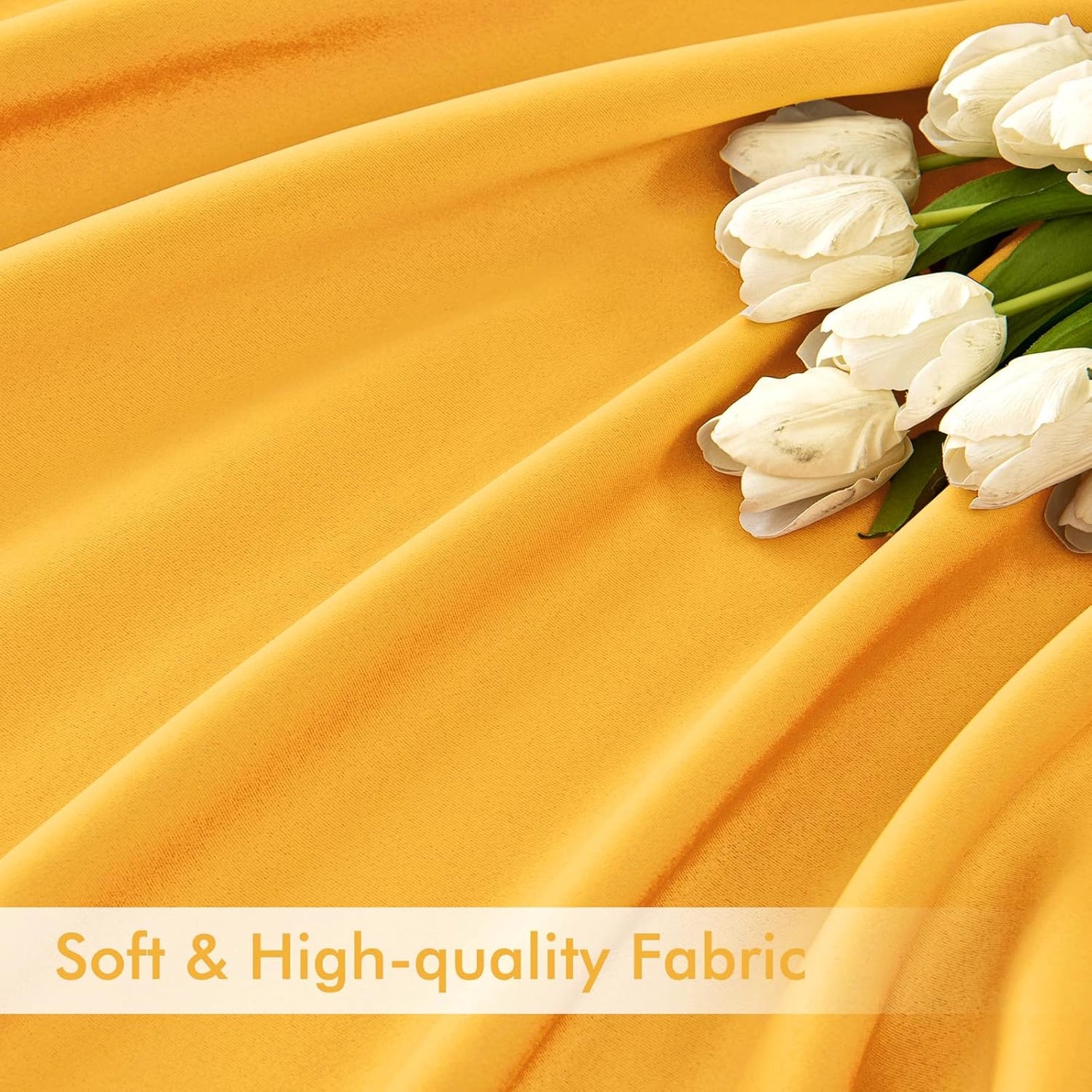 MIULEE Yellow Back Tab Blackout Curtains 84 Inch Length 2 Panels Set for Living Room Bedroom Privacy, Rod Pocket/Pinch Pleat Thermal Insulated Room Darkening Pleated Light Blocking Drapes