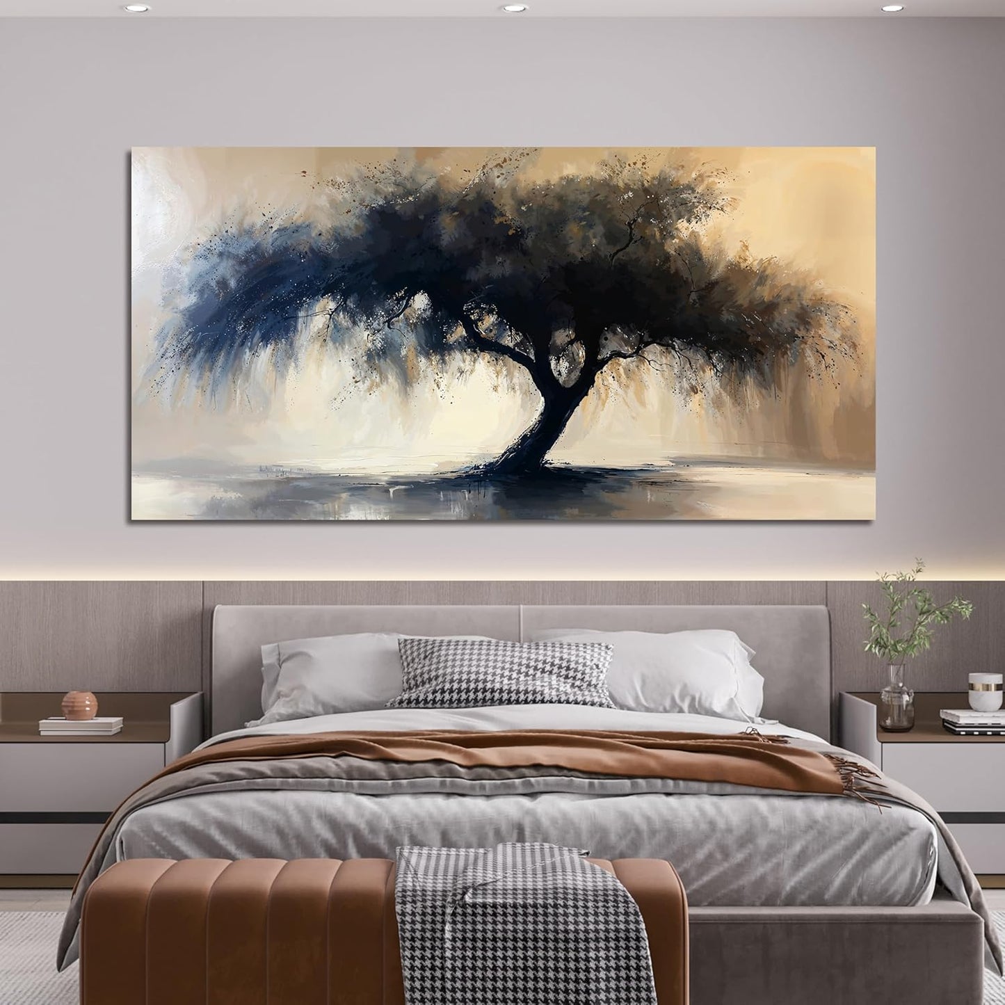Canvas Wall Art Decor Large Modern Abstract Art Wall For Living Room Black Tree Of Life Wall Art Black Abstract Minimalist Wall Art Canvas Prints Art Work For Home Kitchen Office Wall Decor 29" X 58"