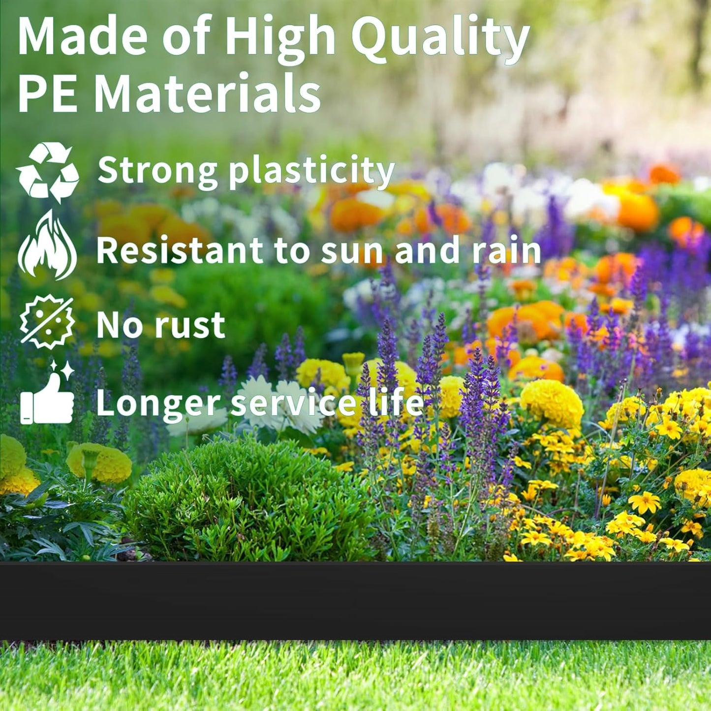 2 in x 25 Ft Garden Landscape Edging, No Dig Garden Edging Border Kit with 46 Pcs Spikes for Flower Bed Lawn Yard Grass Black