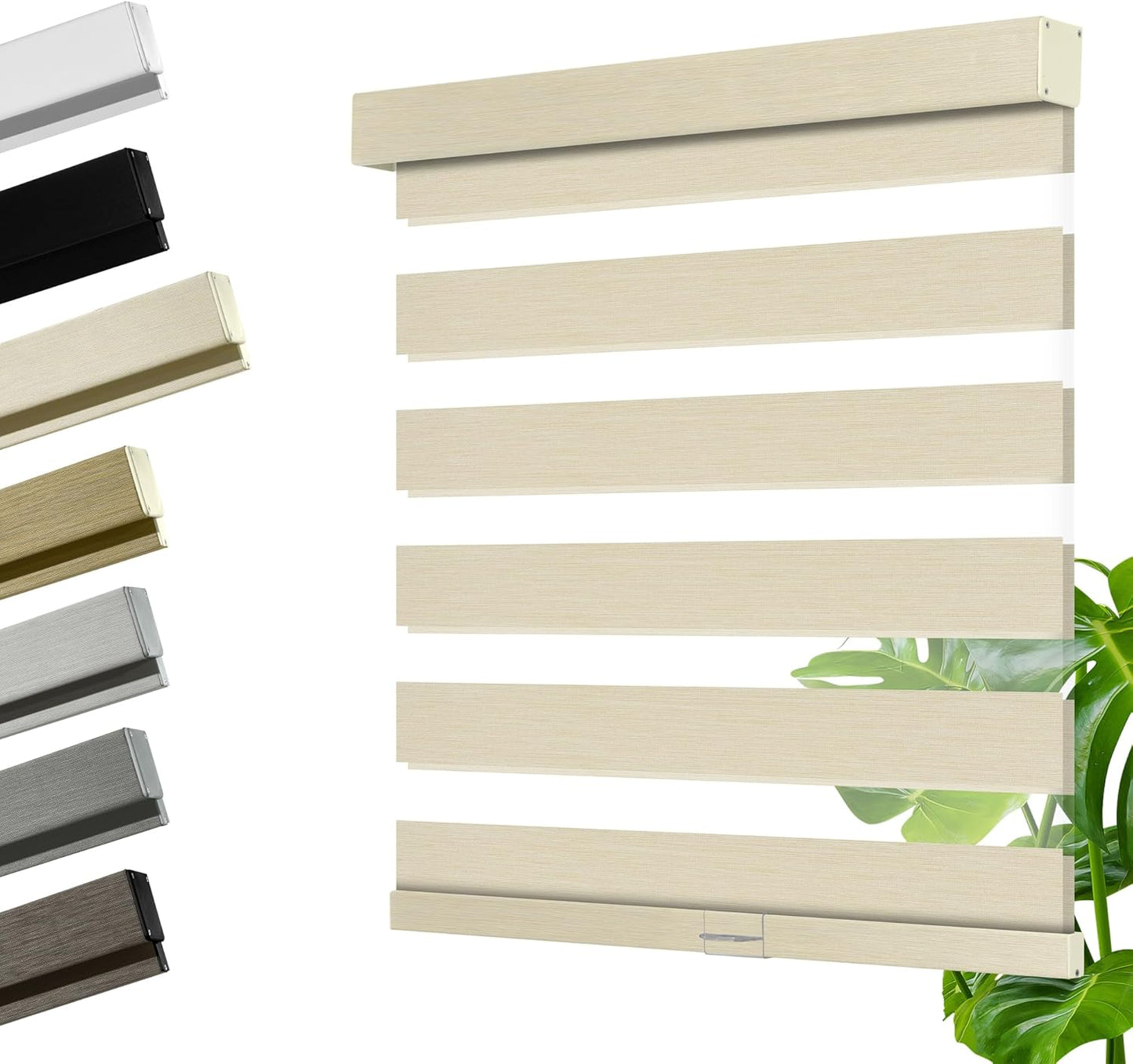 Cordless Zebra Blinds for Windows, Blackout Interior Blinds,Easy to Install,UV Protection,for Offices and Home,Custom Roller Shades, Mousse Beige,26" W x 48" H