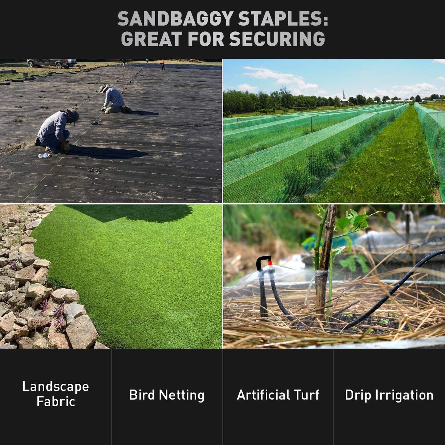 Sandbaggy 6 inch Landscape Sod Staples (9 Gauge Steel) ~ Great for Hard Soil - 20% Thicker Than Competition - Trusted by Farmers & Contractors Across USA (100 Staples)