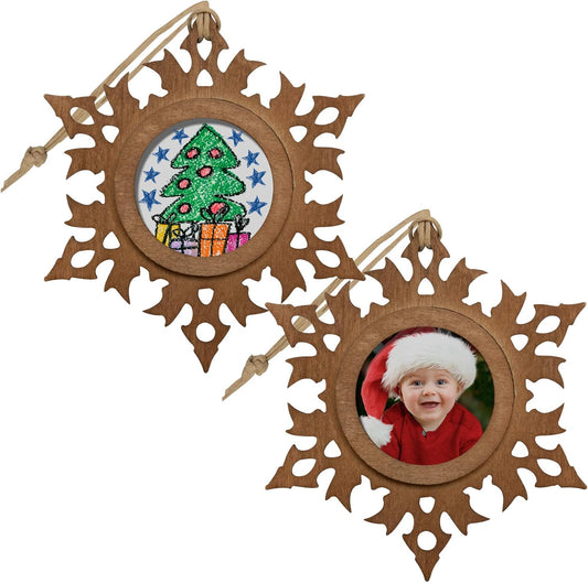 Wood Snowflake 1.5" Photo Ornaments - Pack of 10