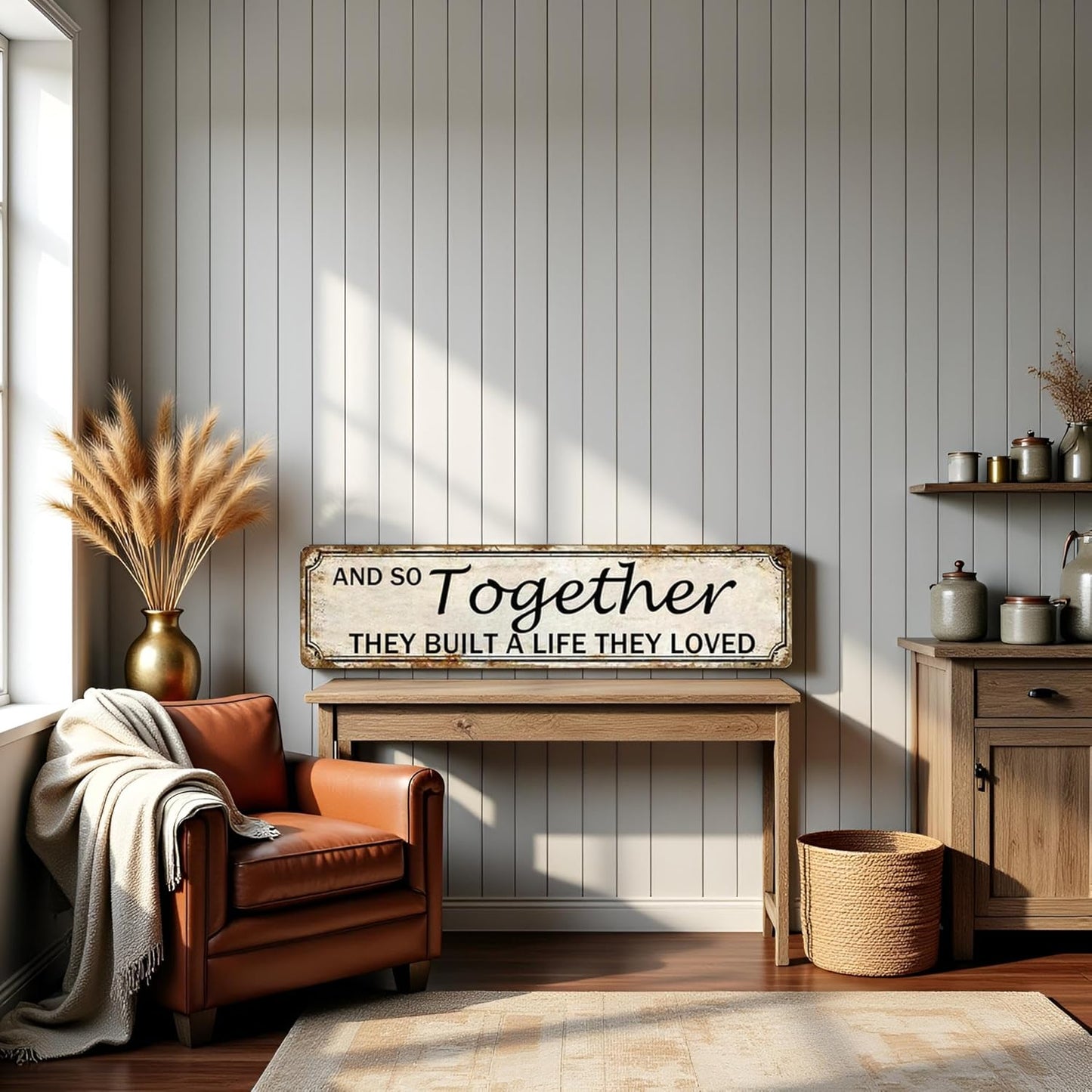 And So Together They Built A Life They Loved Tin Sign Farmhouse Wall Decor Rustic Home Decor Farm House Decorations For Home 4x16 Inch