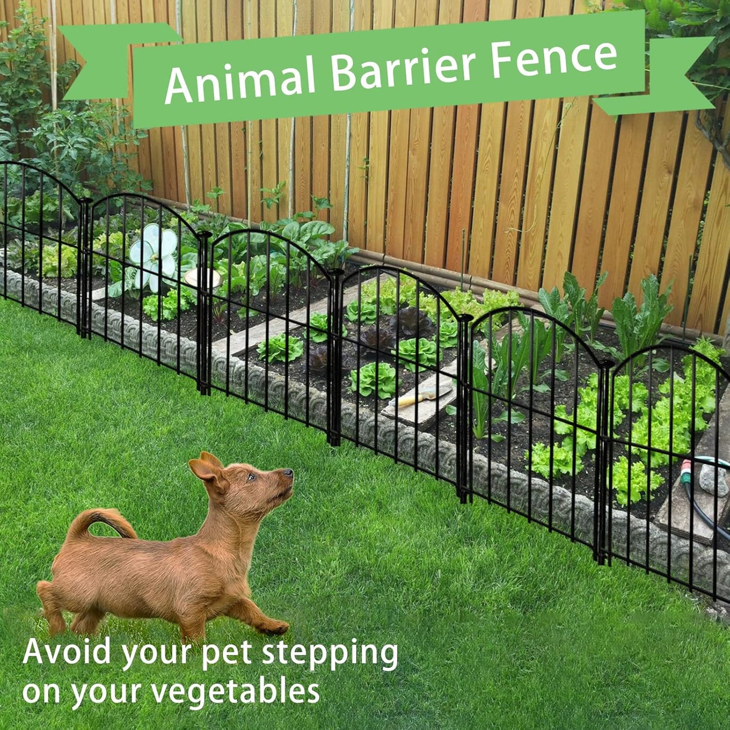 Decorative Garden Fence 17in x10ft, 10 Pack Rustproof Metal No Dig Fence Animal Barrier for Dog, Arched Flower Bed Edging Ornamental Wire Border Panel Fencing for Yard Patio Outdoor Decor