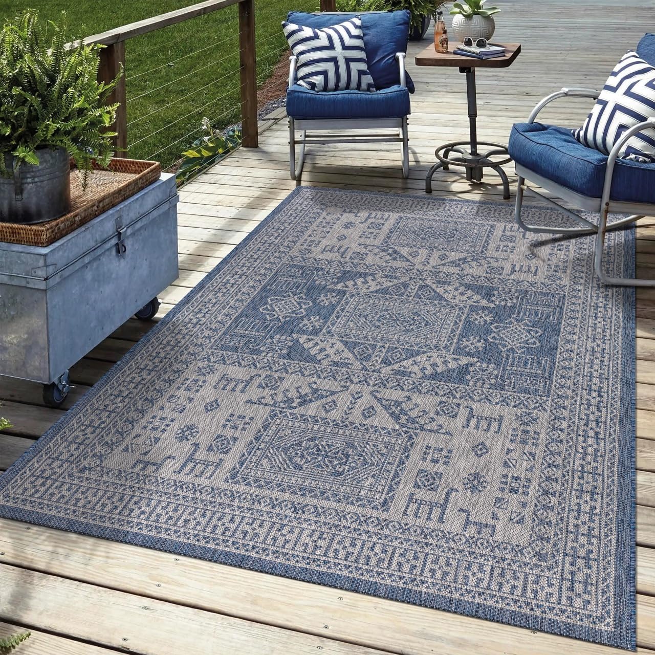Keen Home Design Terrace Outdoor Area Rug - 8x10 Washable Indoor/Outdoor Rug for Patio, Kitchen, Balcony, Beach, Garden, Deck and Porch, Size: 7'7"x10'