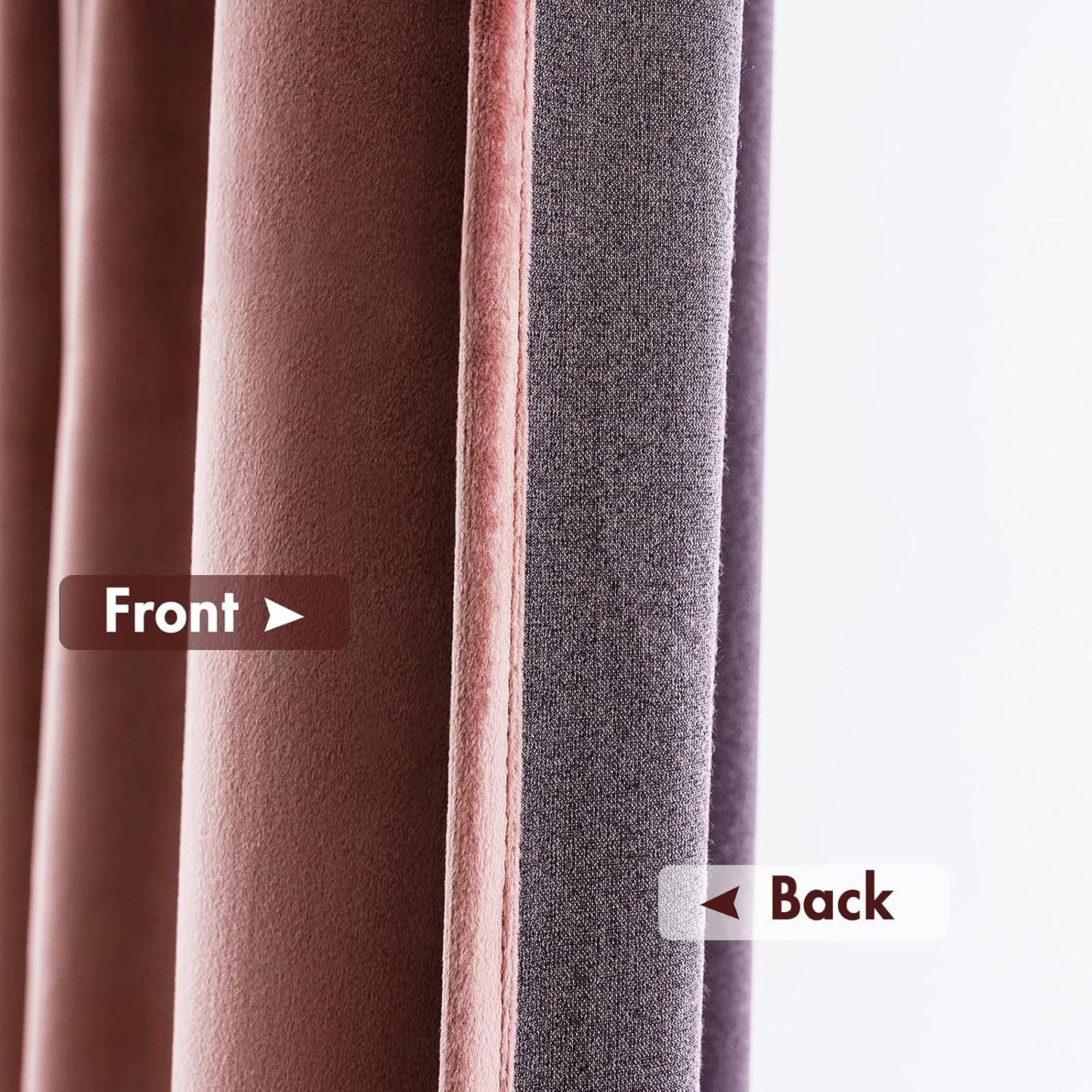 MIULEE Dusty Rose Pink Velvet Curtains Thermal Insulated Blackout Curtain Drapes for Bedroom Living Room Darkening 63 Inches Long Curtains Panels Rod Pocket Set of 2
